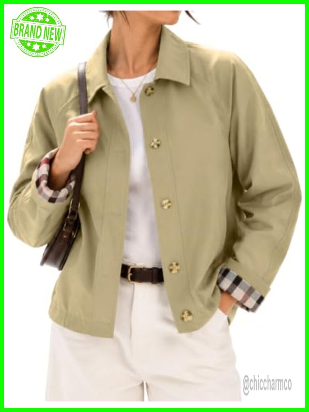 Women's Lightweight Trench Jacket Casual Button Front with Pockets